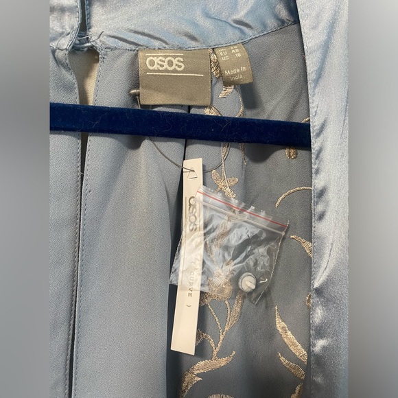 NWT Asos Curve Blue satin and Embroidered Fringe Dress - Picture 11 of 13